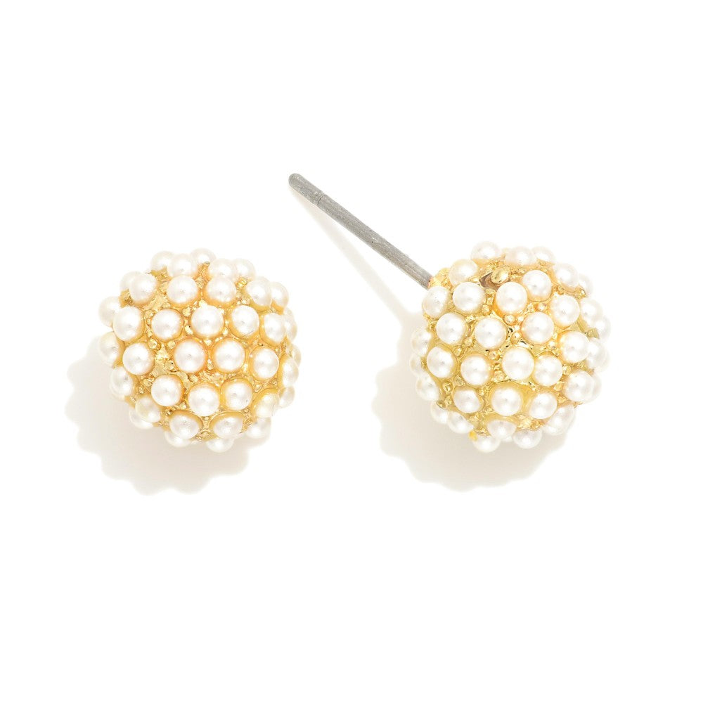 Pave Pearl Stud Earrings