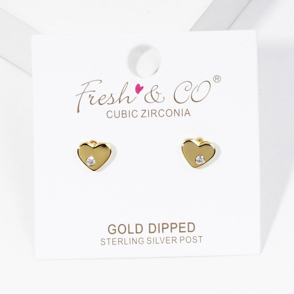 Heart Stud Earrings-Crystal