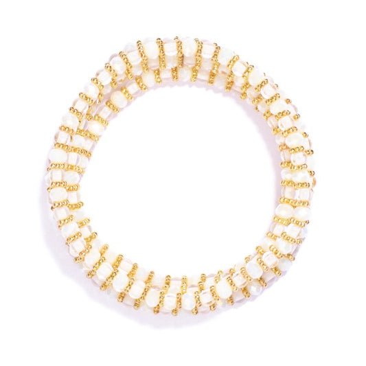 Glass, Pearl & Gold Beads Bracelet