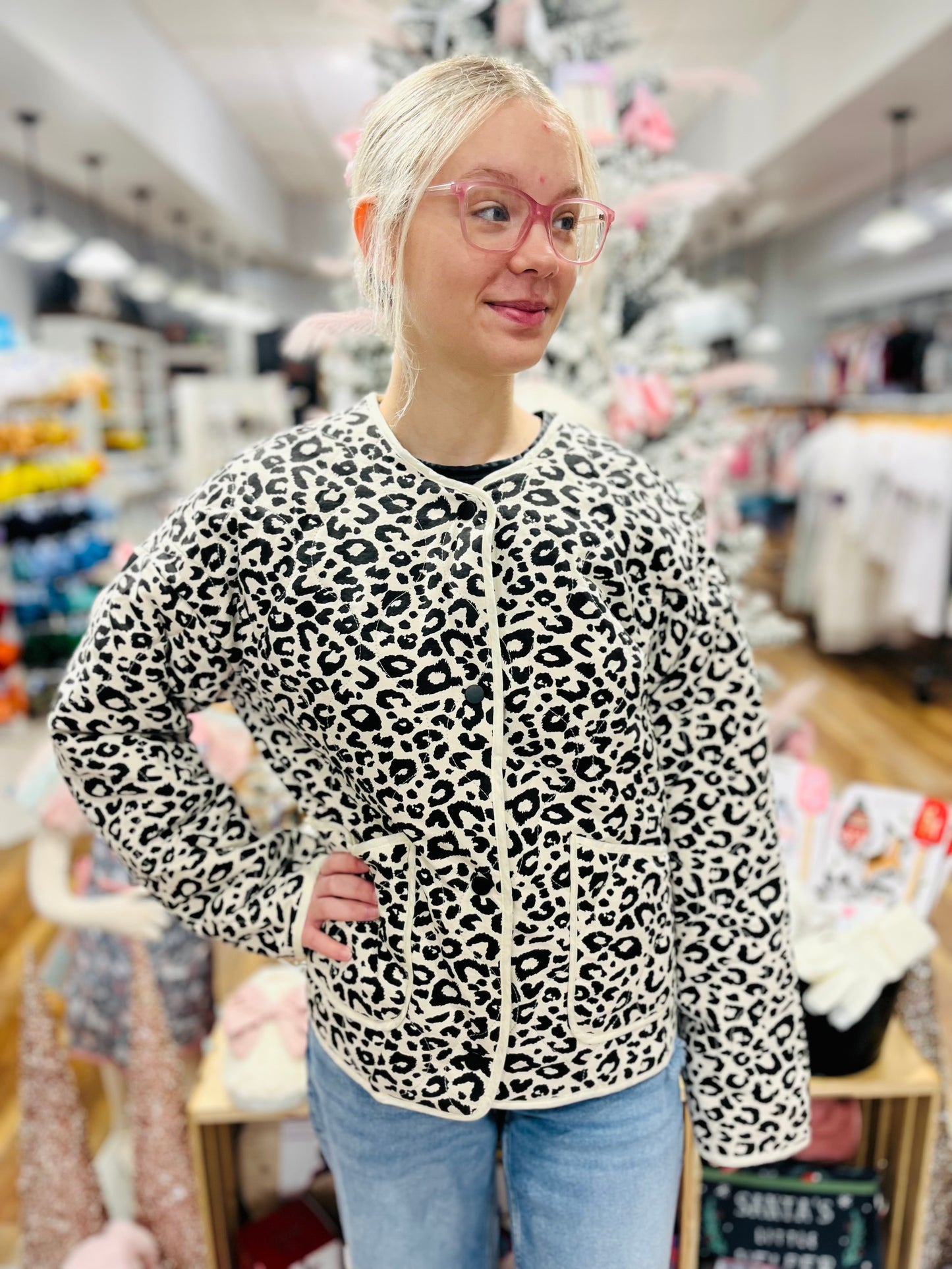 Leopard Quilted Puffer Jacket