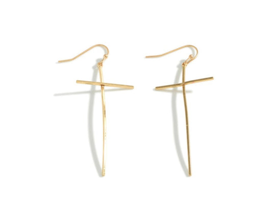 Dainty Curved Cross Earrings