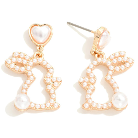 Pearl Easter Bunny Earrings