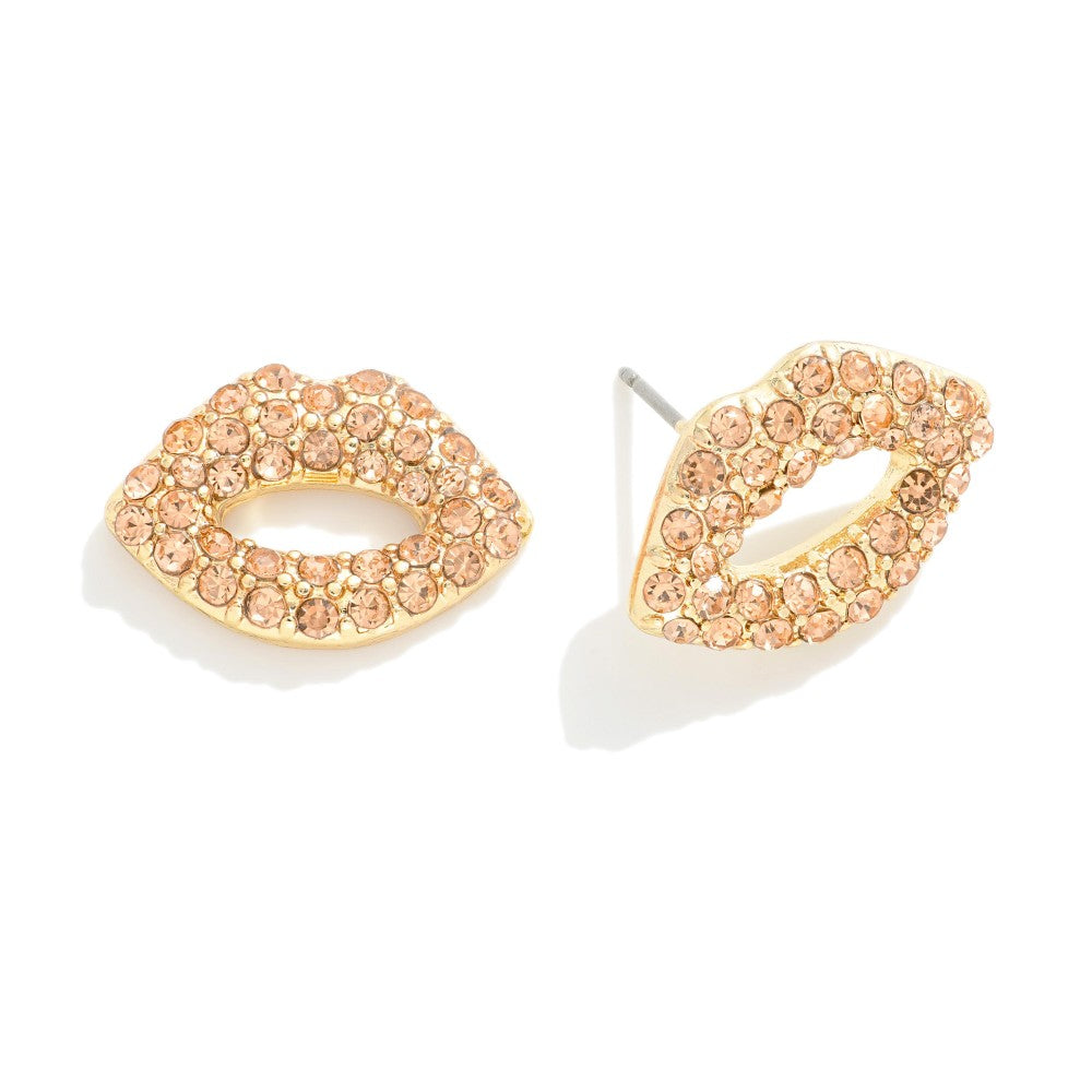 Rhinestone Lip Stud Earrings