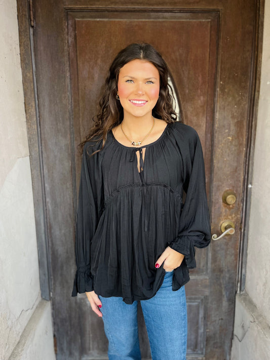 Black Tie Neck Top