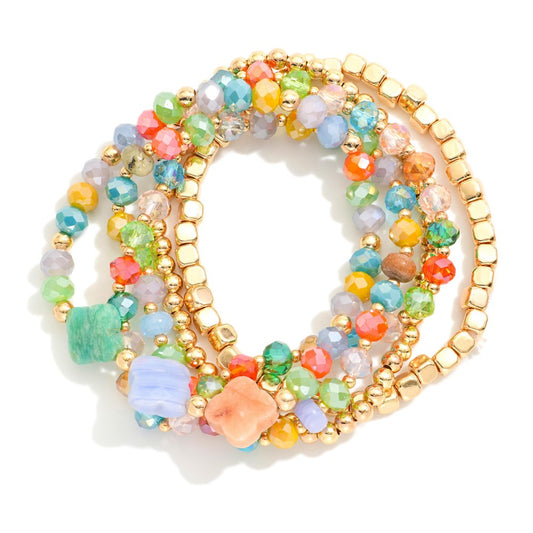 Metal Tones, & Stone Clovers Bracelet