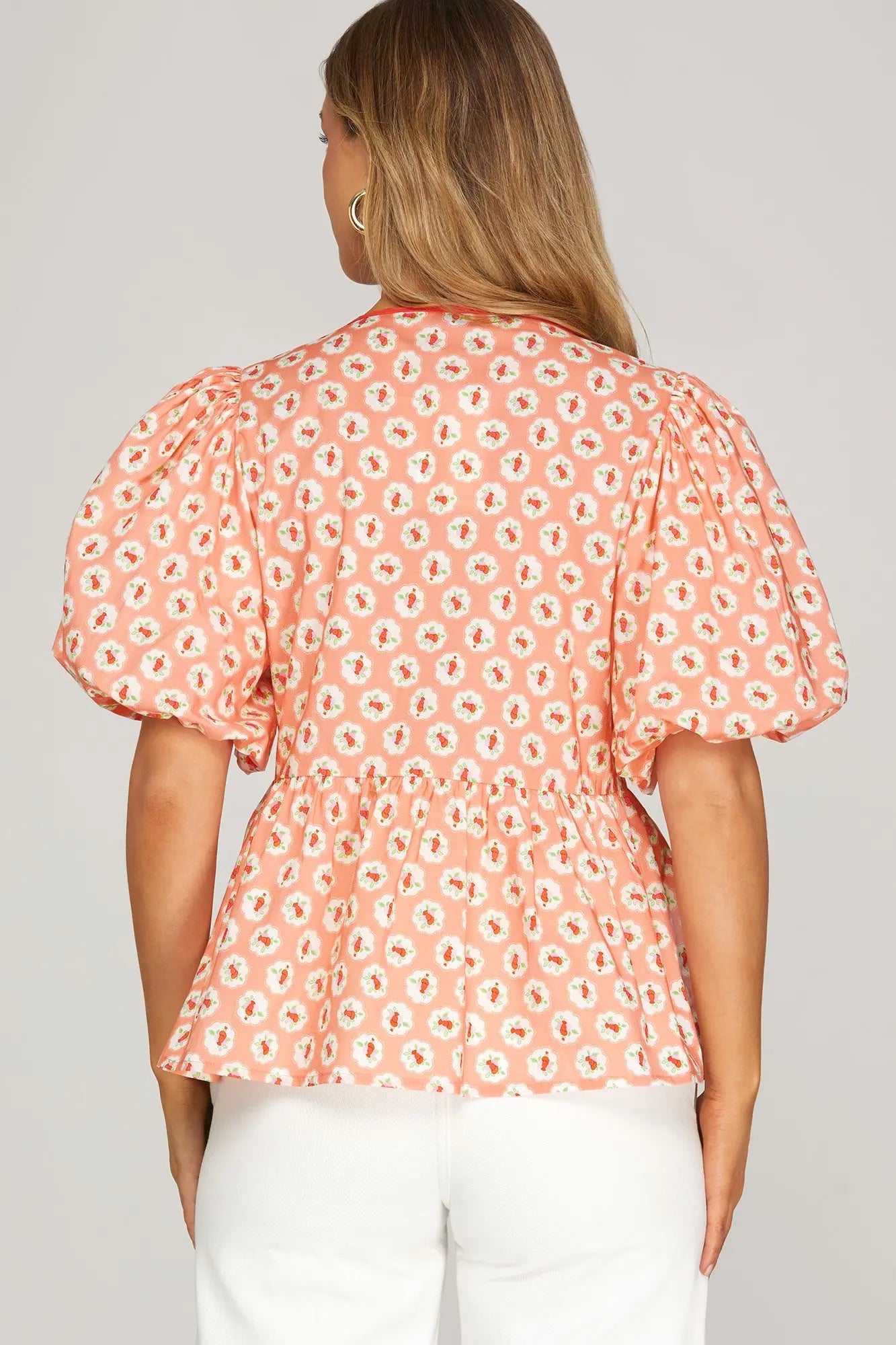 Peach Contrast Baby Doll Top