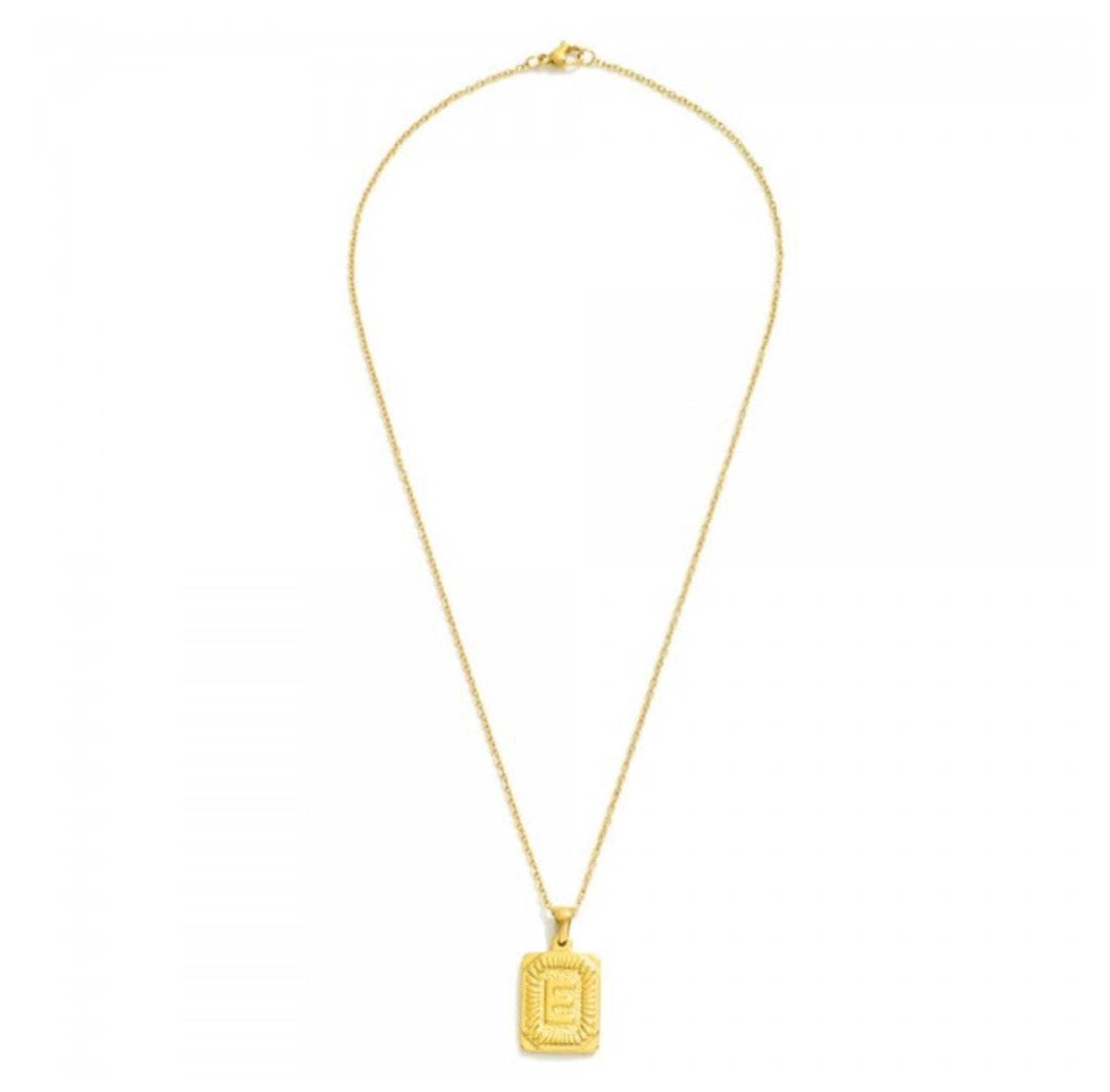 Gold Square Initial Necklace