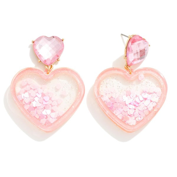 Heart Glitter Drop Earrings