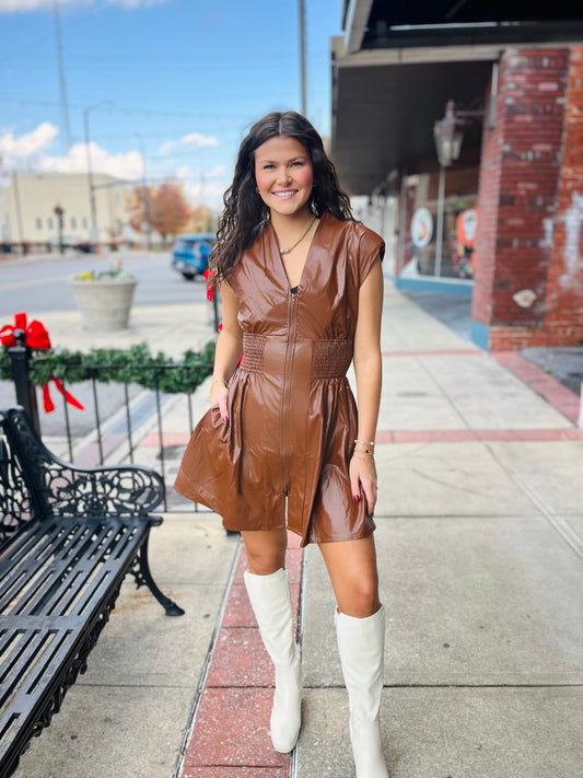Faux Leather Dress