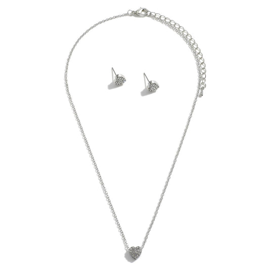 Heart Stud Earring and Necklace Set