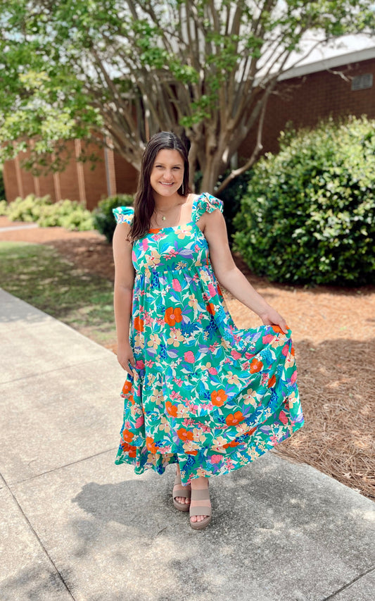 Green Floral Maxi Dress