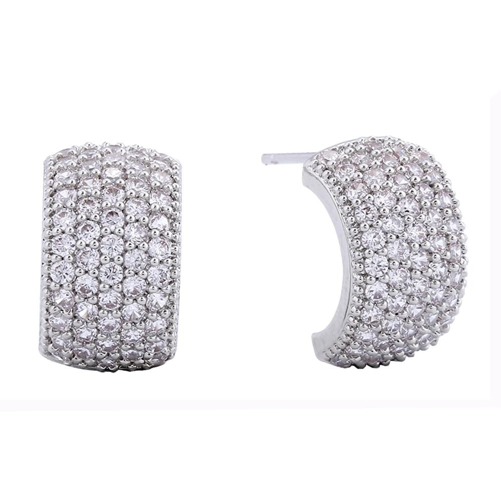 Cubic Zirconia Pave Half Hoop Earrings