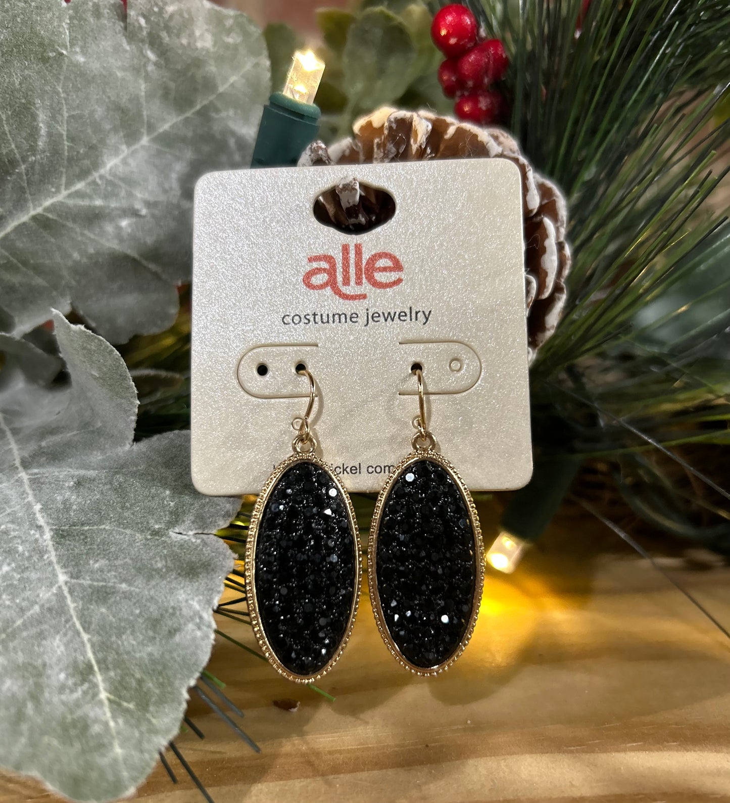 Black Glitter Dangle Earrings