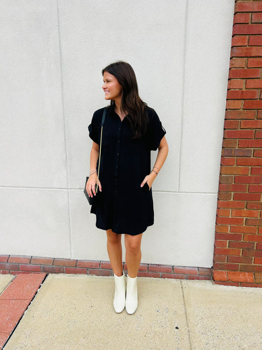 Drop Shoulder Shirt Dress