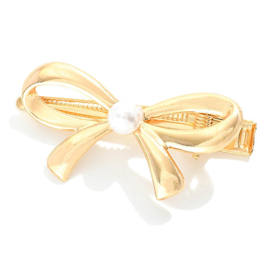 Metal Bow “Pearl” Hair Clip