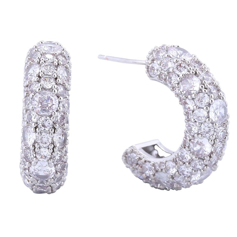 Pave Cubic Zirconia Hoop Earrings