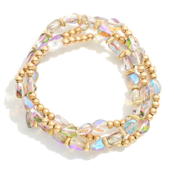 Set Of Three “Iridescent Crystal”Bracelet