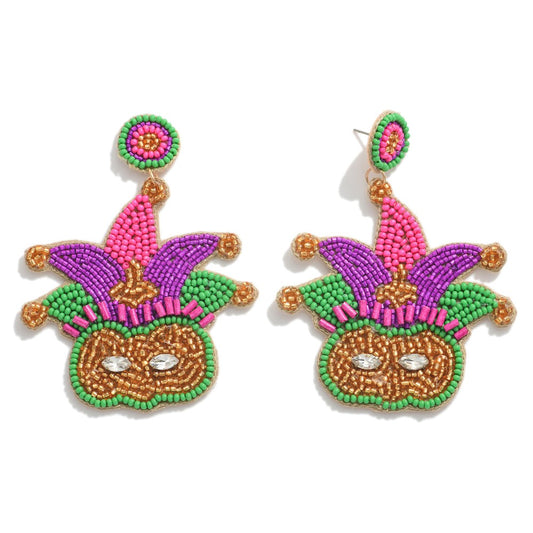 Mardi Gras Rhinestone Drop Earrings