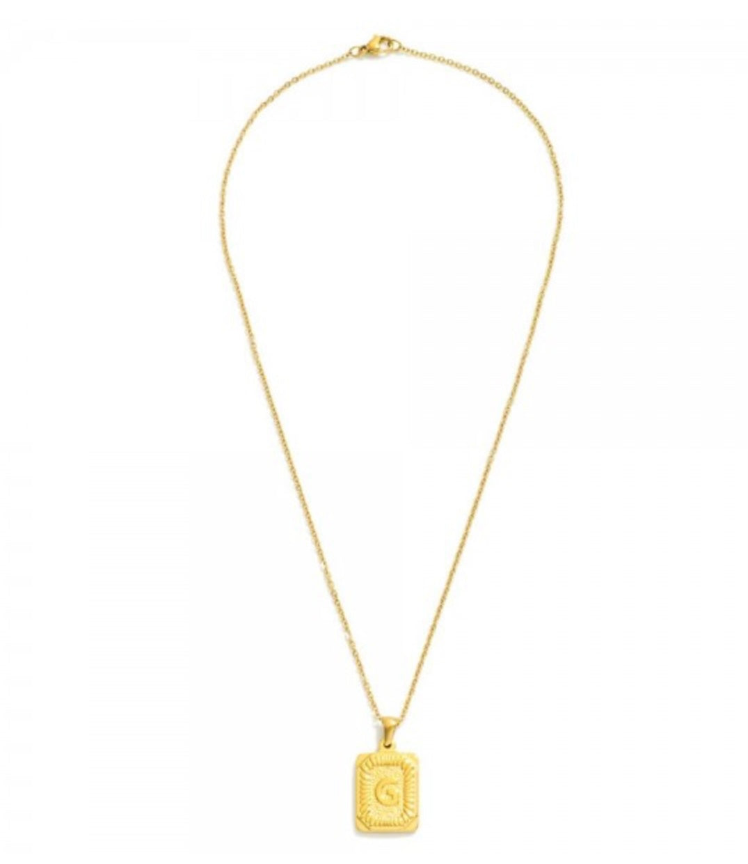 Gold Square Initial Necklace