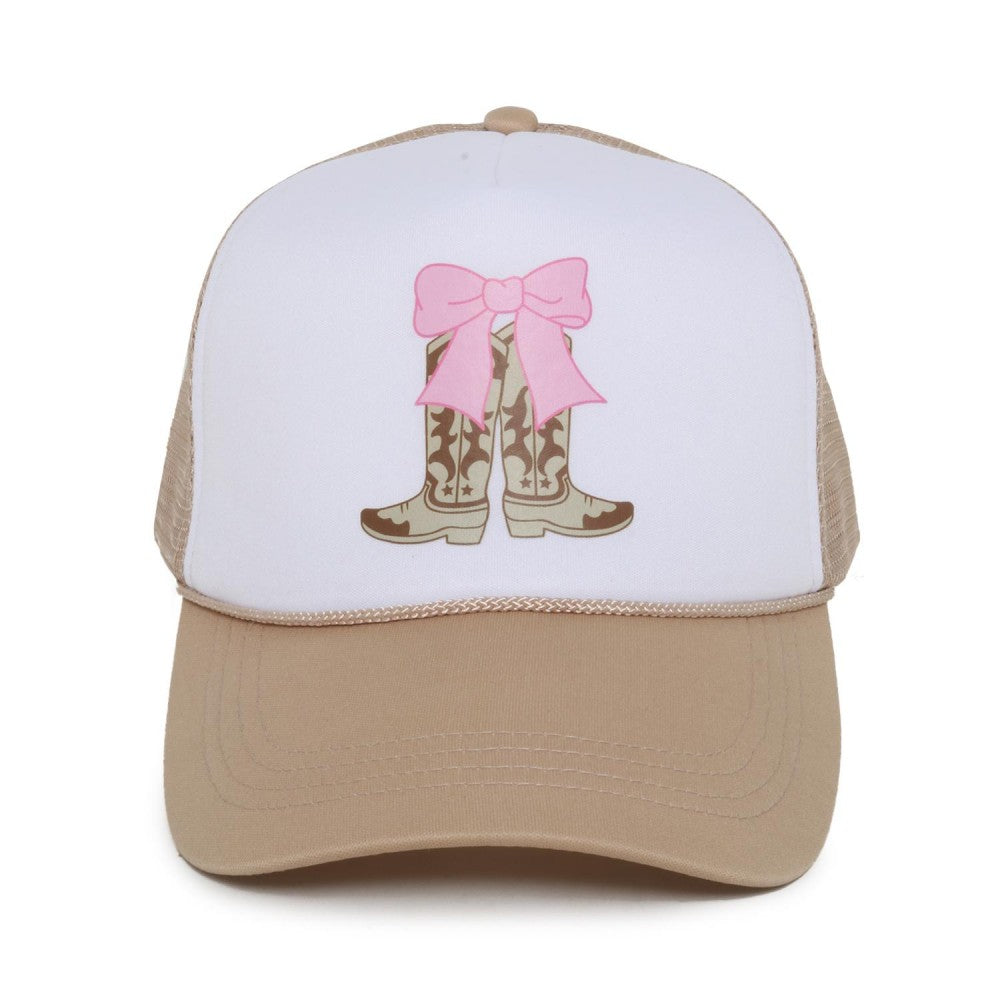 Cowgirl Boots & Bow Trucker Baseball Cap