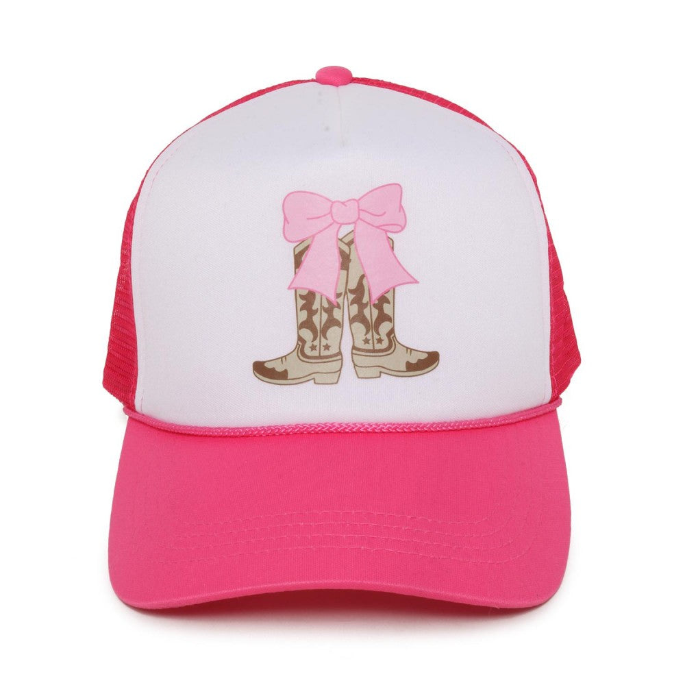 Cowgirl Boots & Bow Trucker Baseball Cap