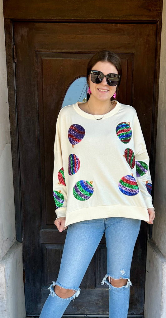 Sequin Ornament Sweatshirt