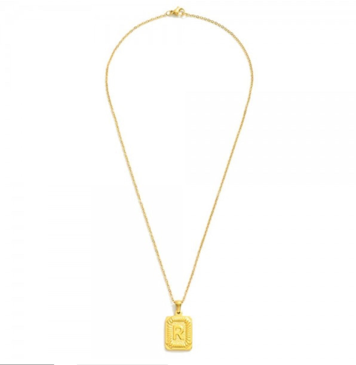 Gold Square Initial Necklace