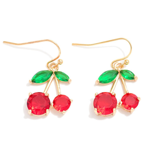 Rhinestone Cherry Earrings