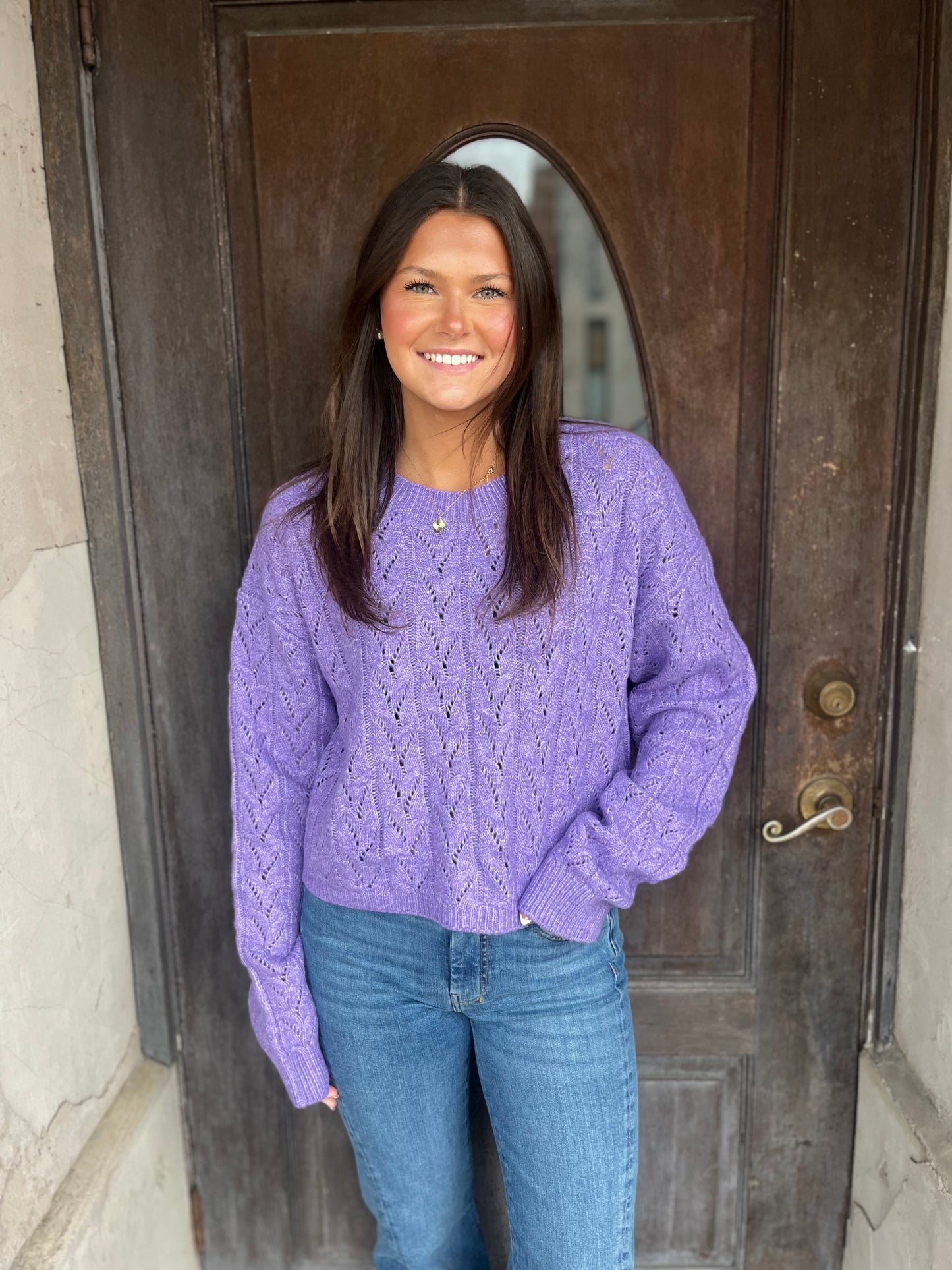 Cropped Cable Knit Sweater