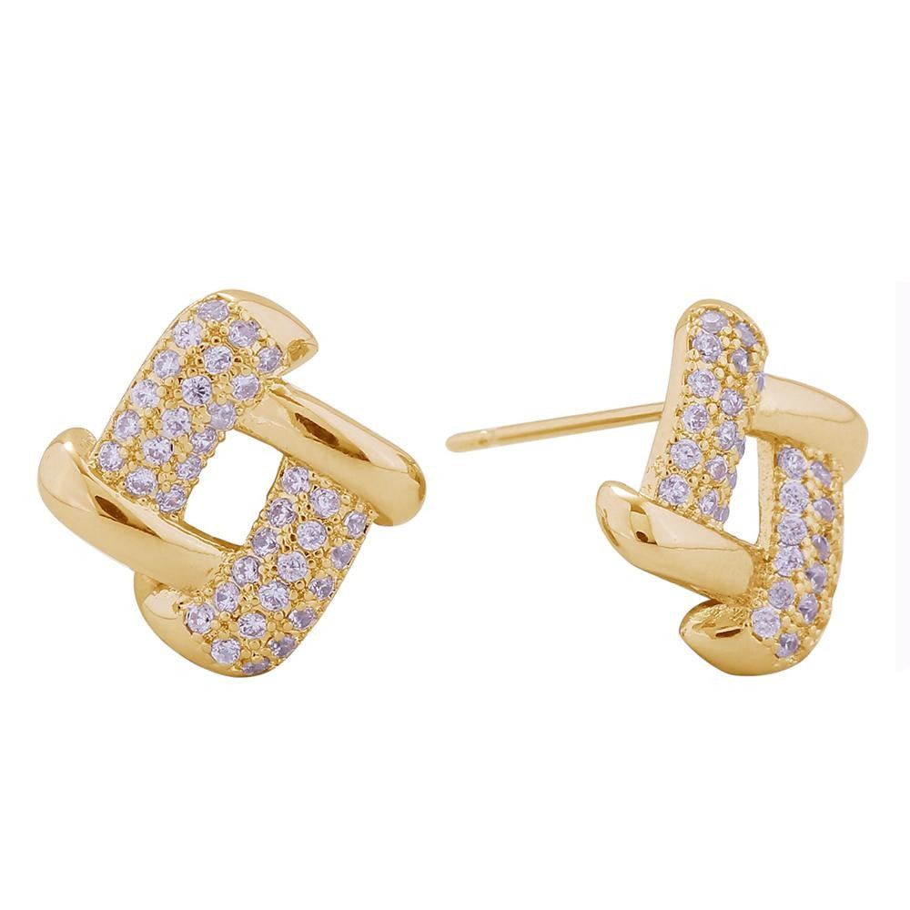 Infinity Square Stud Earrings Featuring Cubic Zirconia Details