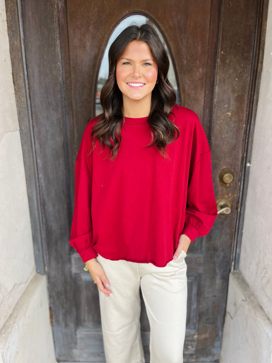 Burgundy Relaxed Fit Top