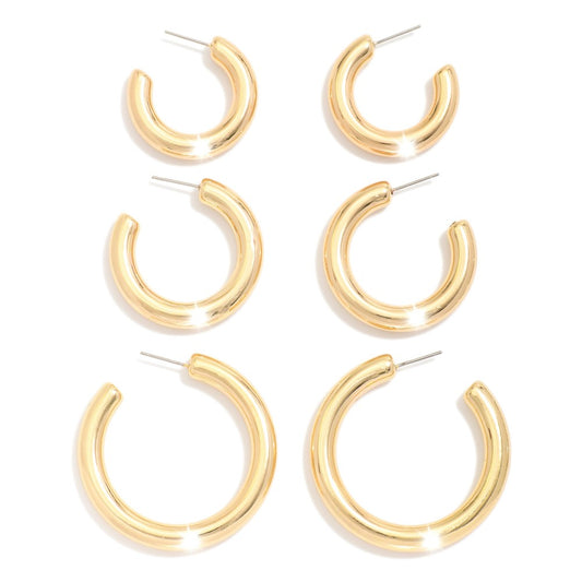 Set Of Three Hoop Earrings
