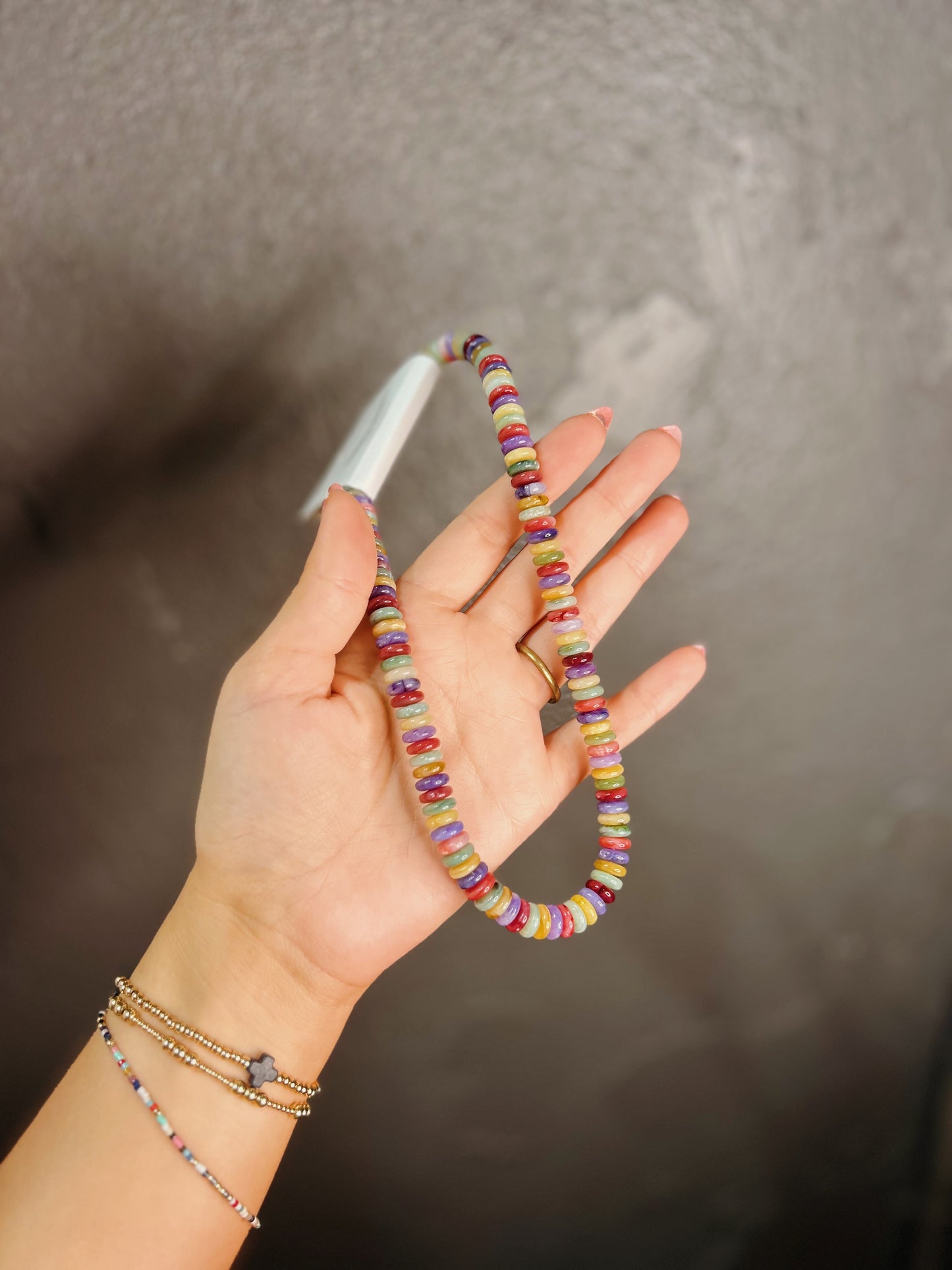 Multi Rondelle Marble Necklace