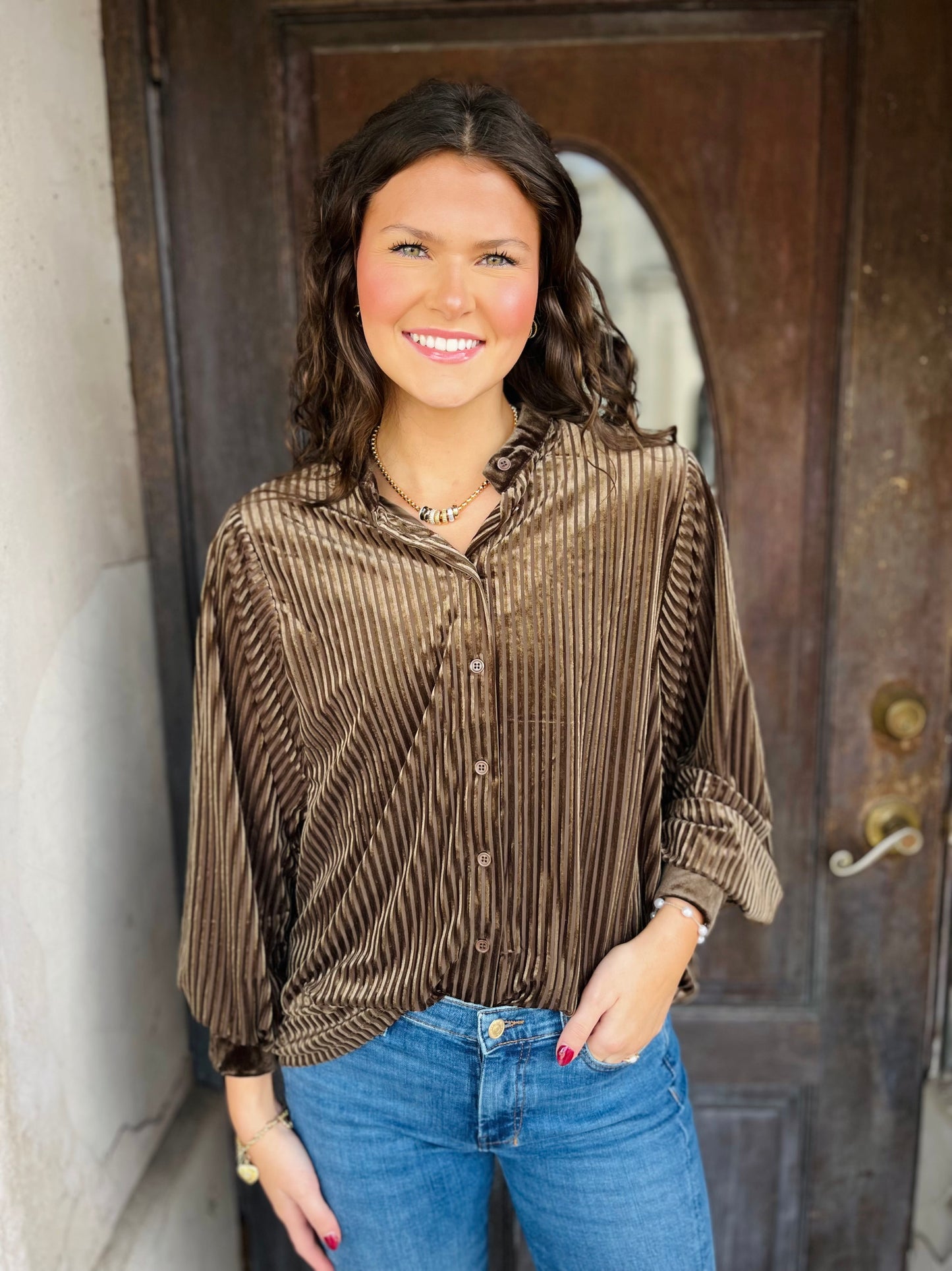 Velvet Striped Blouse