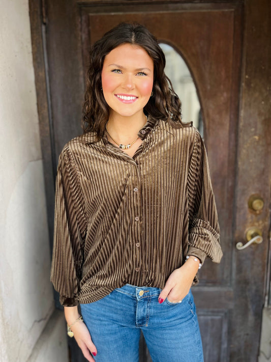 Velvet Striped Blouse