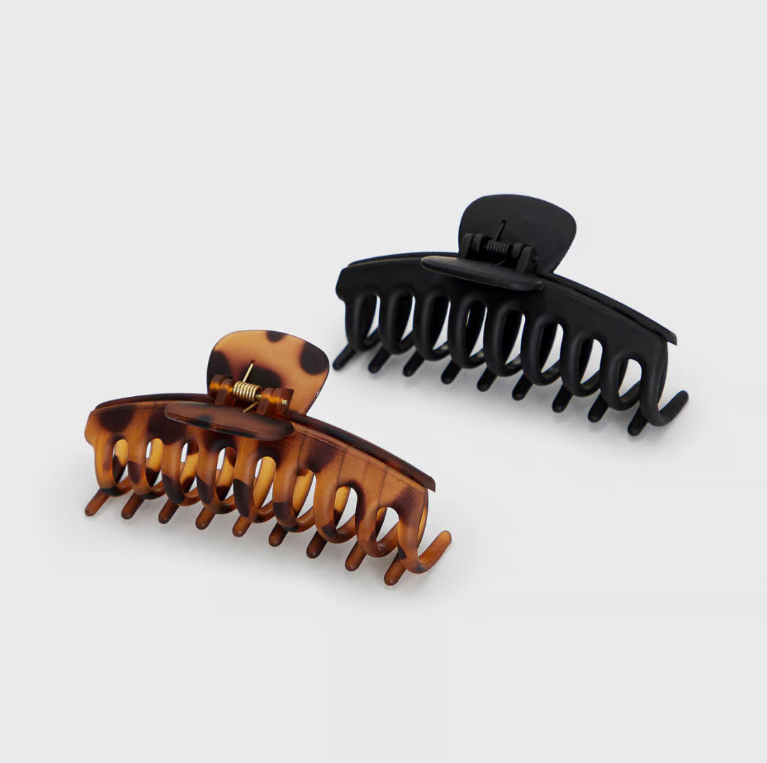 Kitsch Oversized Matte Claw Clips - Black & Tort