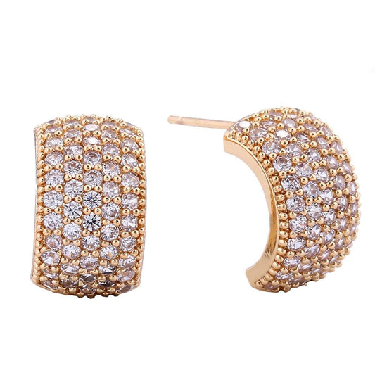 Cubic Zirconia Pave Half Hoop Earrings