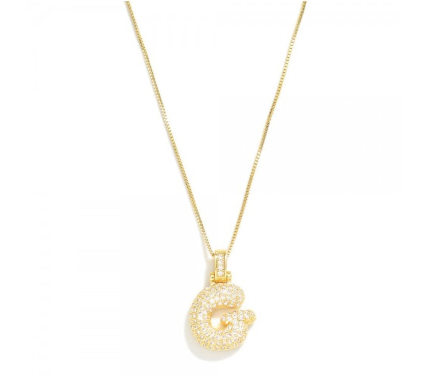 Rhinestone Bubble Initial Necklace