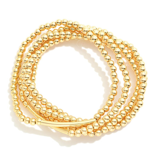 Set Of Five Metal Tone Bracelets