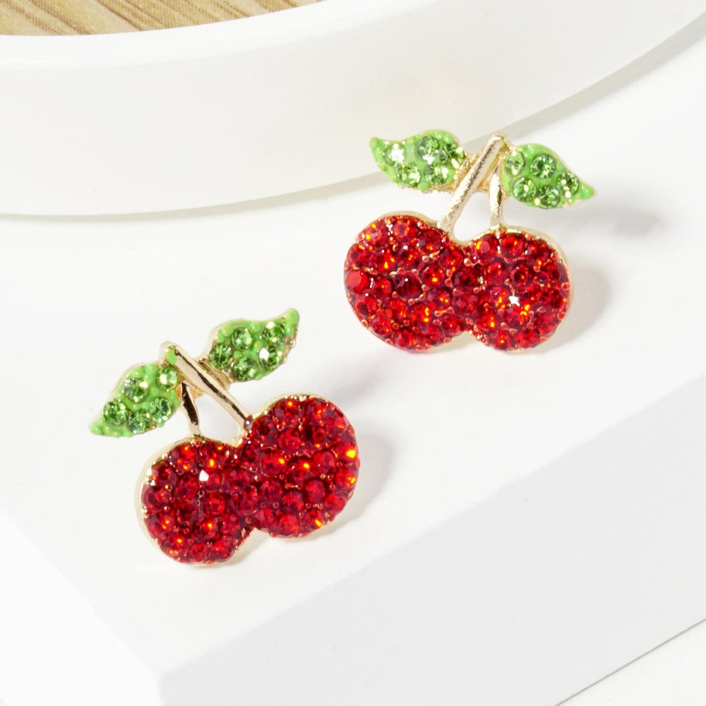 Rhinestone Cherry Earrings