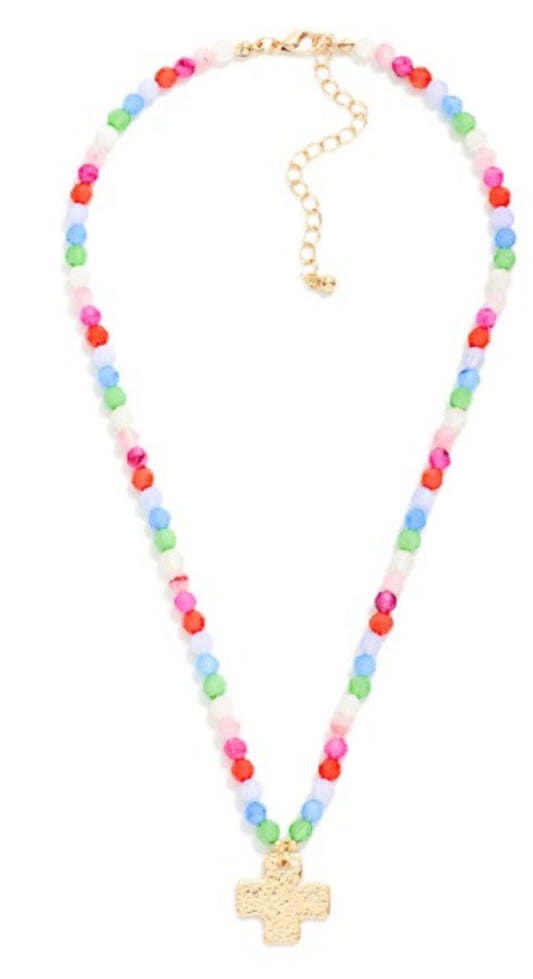 Beaded Cross Pendant Necklace