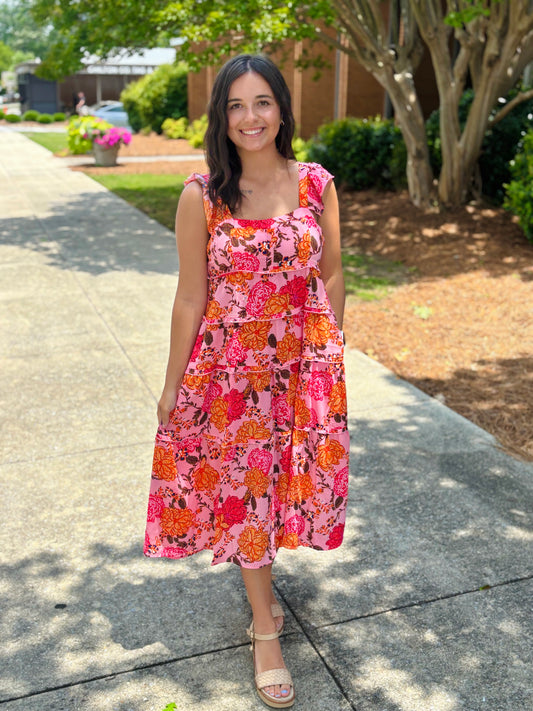 Floral Ruffle Midi Dress