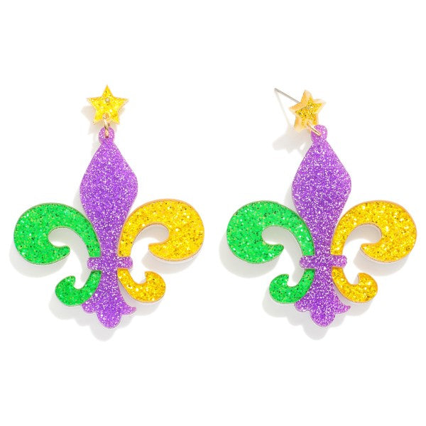 Fleur-De-Lis Post Drop Earrings