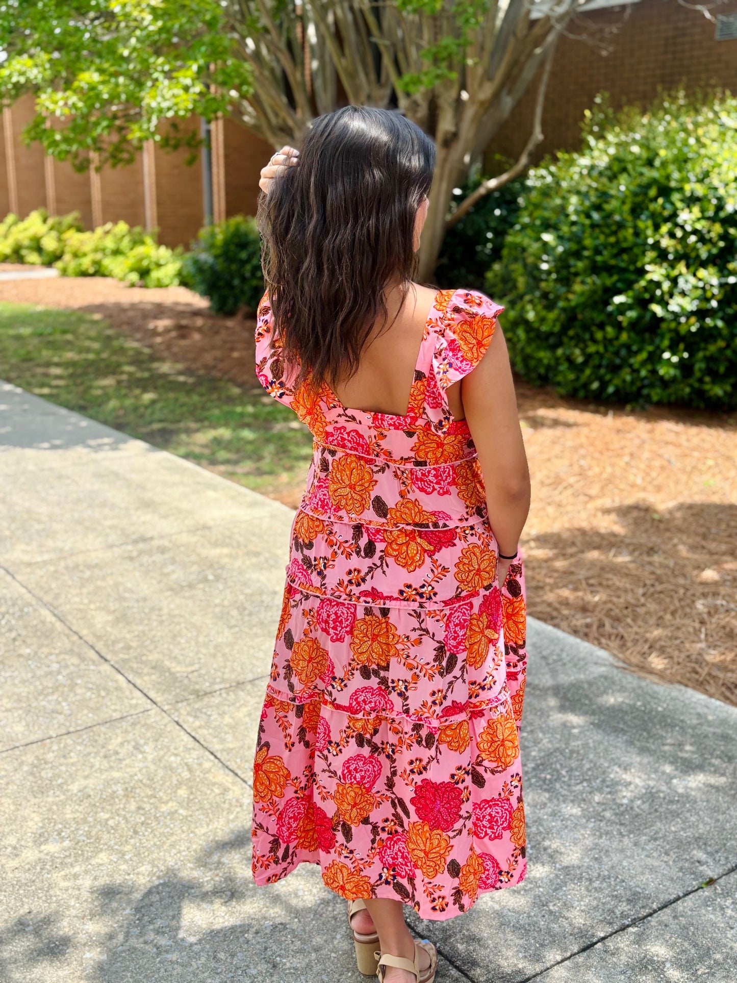 Floral Ruffle Midi Dress