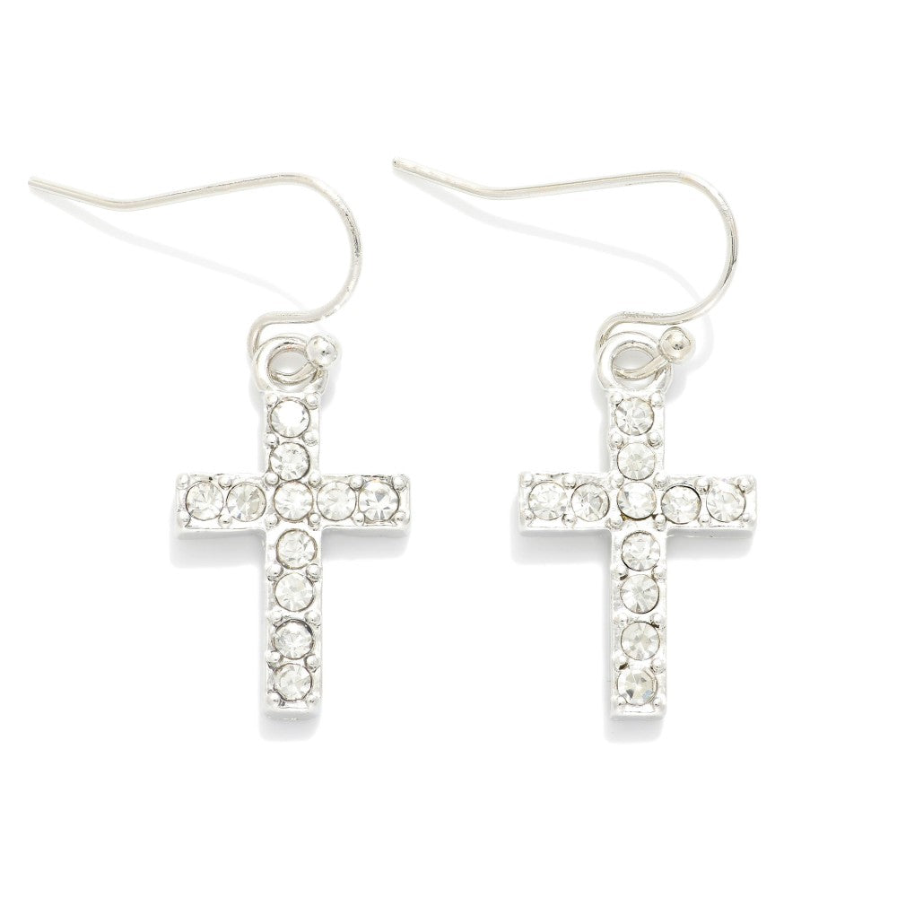 Pearl Studded Cross Earrings