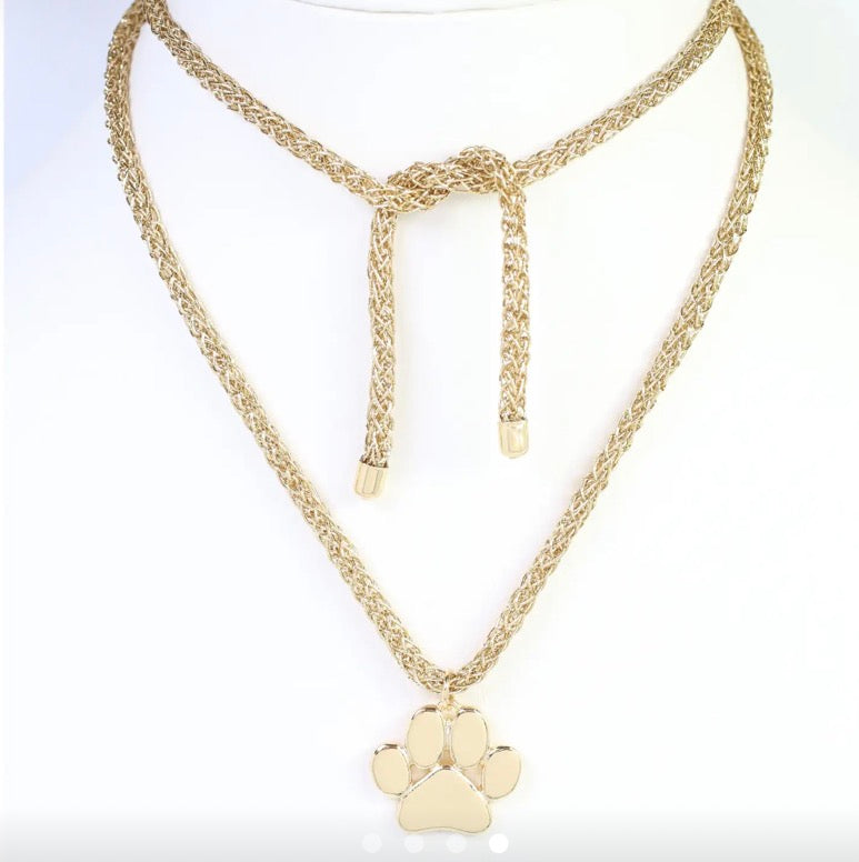 Corie Cord Paw Print Necklace