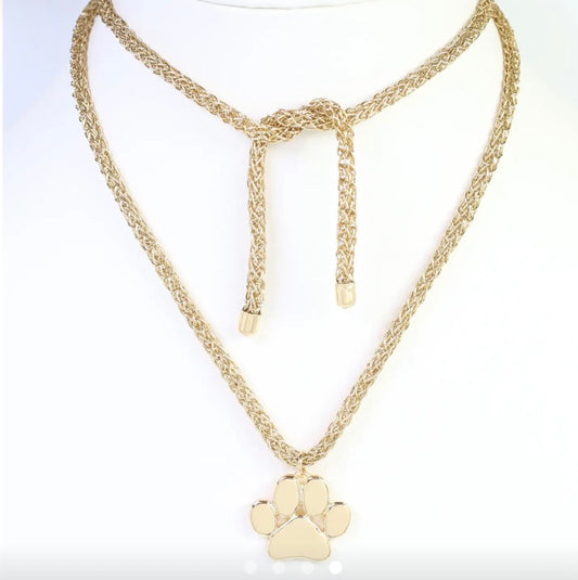 Corie Cord Paw Print Necklace
