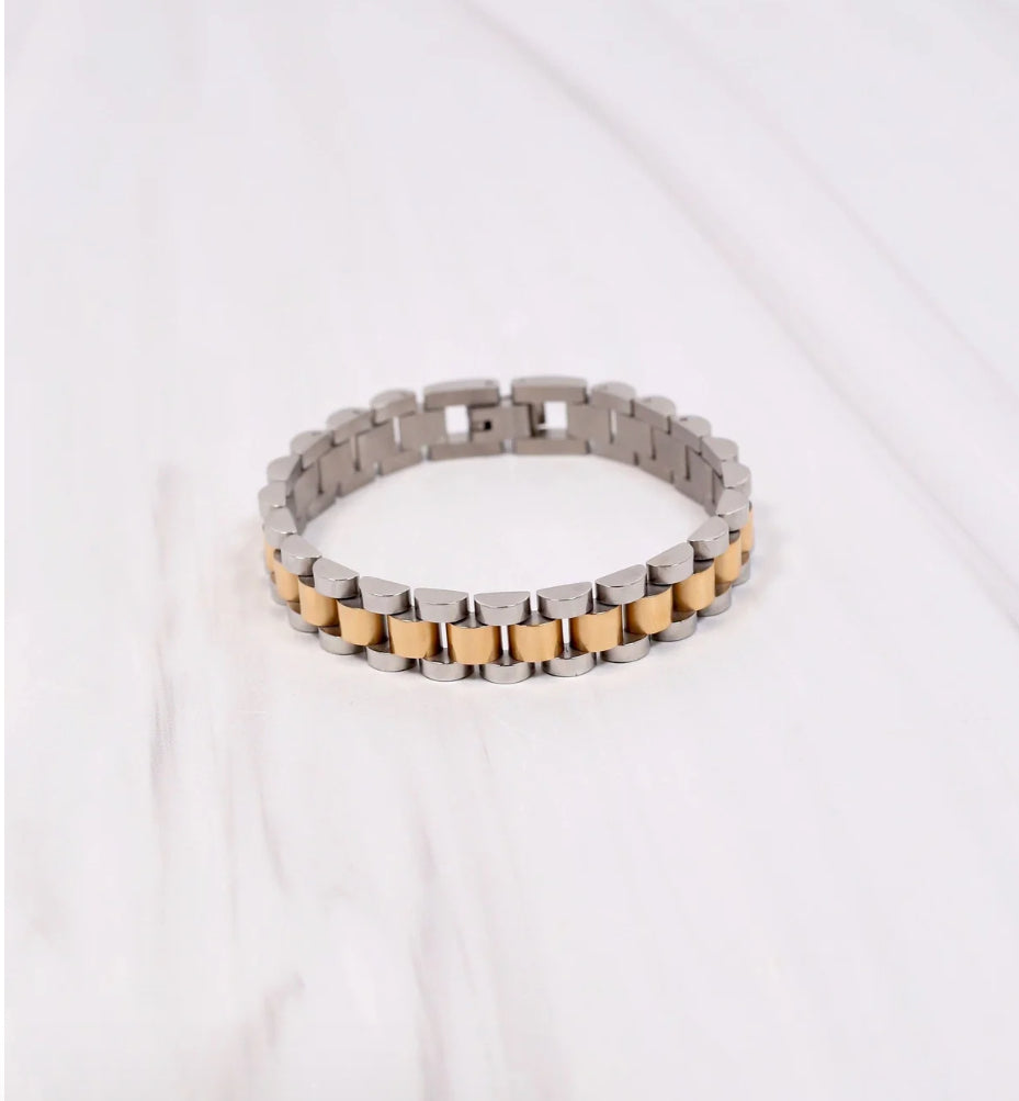 Brookfield Link Bracelet-Gold Silver