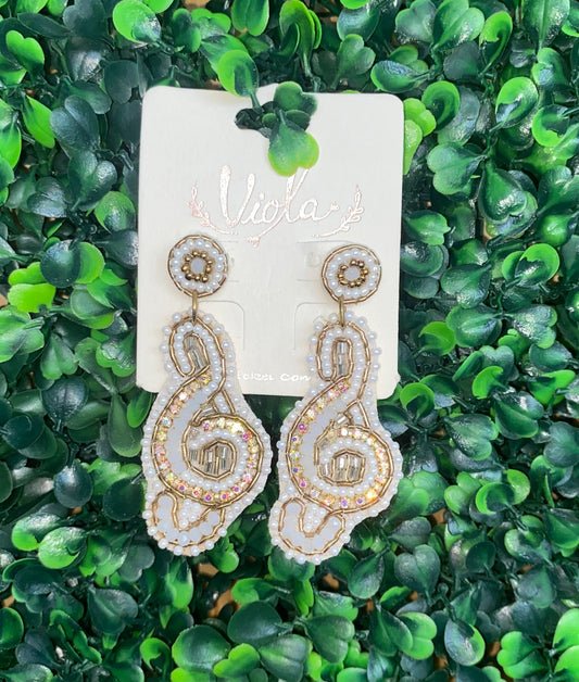 Beaded Music Note Earrings