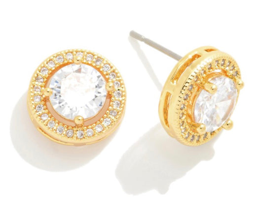 Gold Rhinestone Stud Earrings